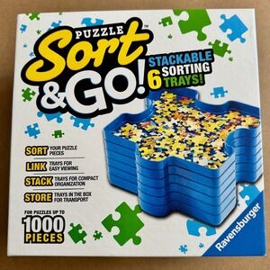 Ravensburger Puzzle Sort & Go 6 Stackable Sorting Trays Blue 179305 up to 1000pc